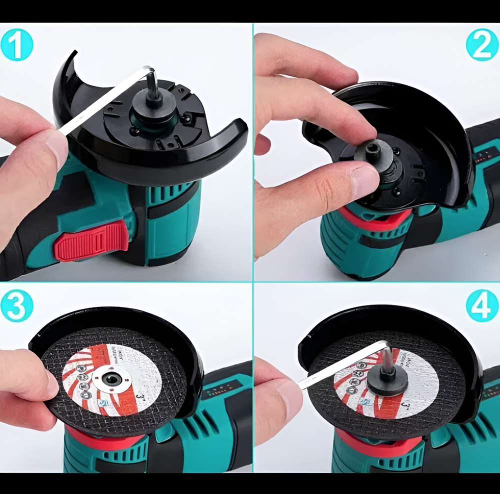 Mini Polizor Flex Unghiular Portabil, 2 Acumulatori, 6 Discuri Incluse, Cutie de Transport, Verde/Negru
