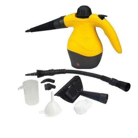 Aparat de Curatat cu Aburi Multifunctional, 1000W, 125°C, 250 ml, Accesorii Incluse – Galben/Negru
