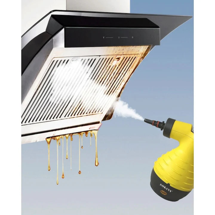 Aparat de Curatat cu Aburi Multifunctional, 1000W, 125°C, 250 ml, Accesorii Incluse – Galben/Negru
