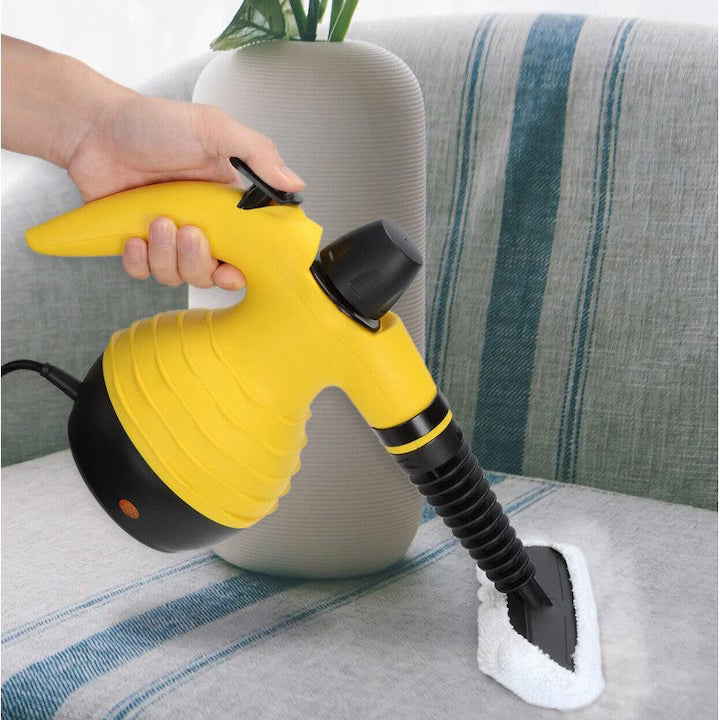 Aparat de Curatat cu Aburi Multifunctional, 1000W, 125°C, 250 ml, Accesorii Incluse – Galben/Negru