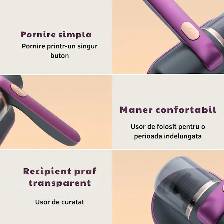 Aspirator Anti-Acarieni cu UV, Portabil si Reincarcabil