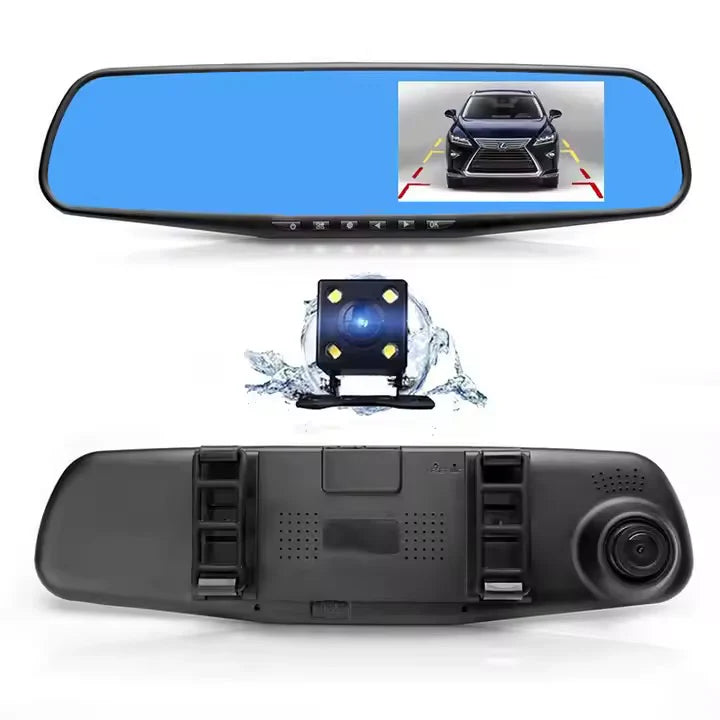 Oglinda Retrovizoare cu Camera Auto Duala Full HD 1080P, Ecran 4.3 inch, Unghi 170°, Camera Marsarier Inclusa