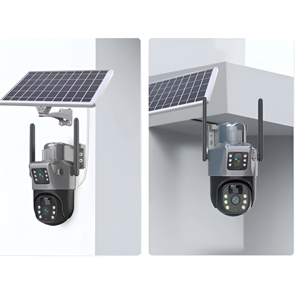 Camera Supraveghere Dual Lens 4G cu Panou Solar, 8MP Ultra HD, Exterior, Slot Cartela SIM, Audio Bidirectional