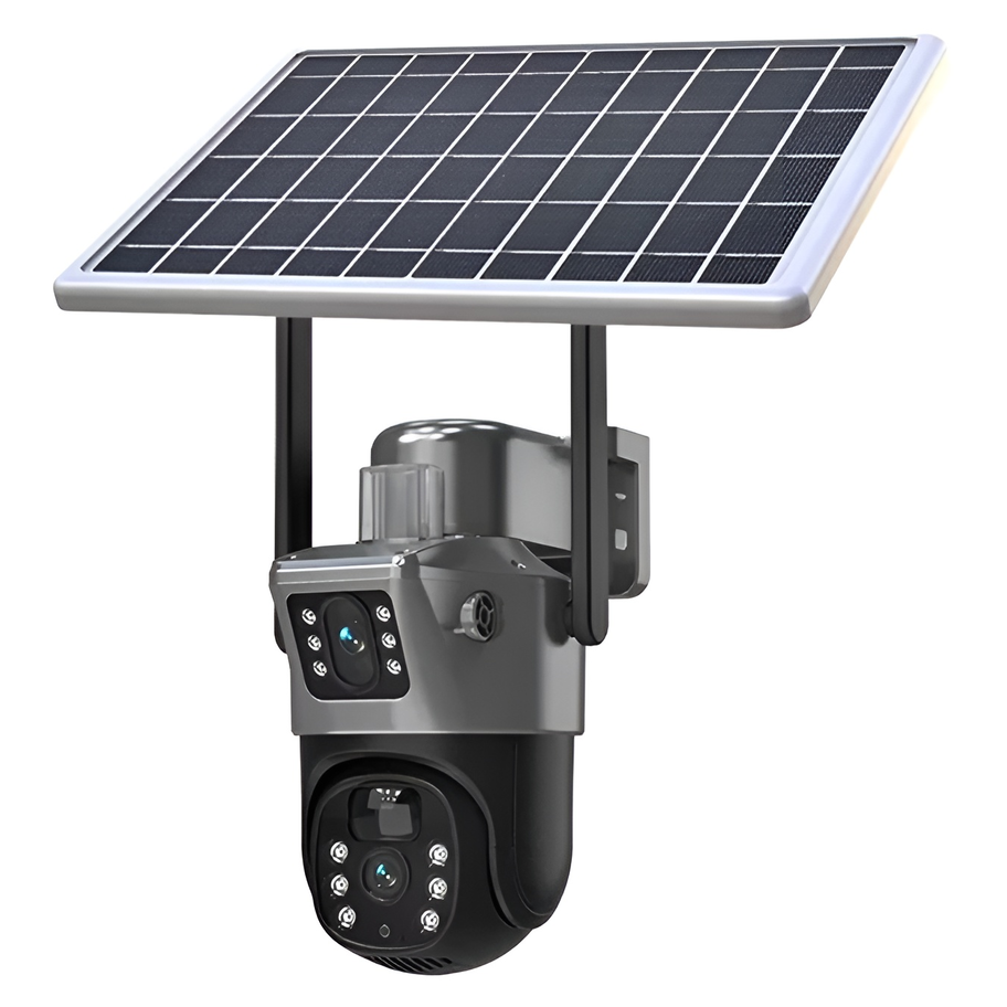 Camera Supraveghere Dual Lens 4G cu Panou Solar, 8MP Ultra HD, Exterior, Slot Cartela SIM, Audio Bidirectional