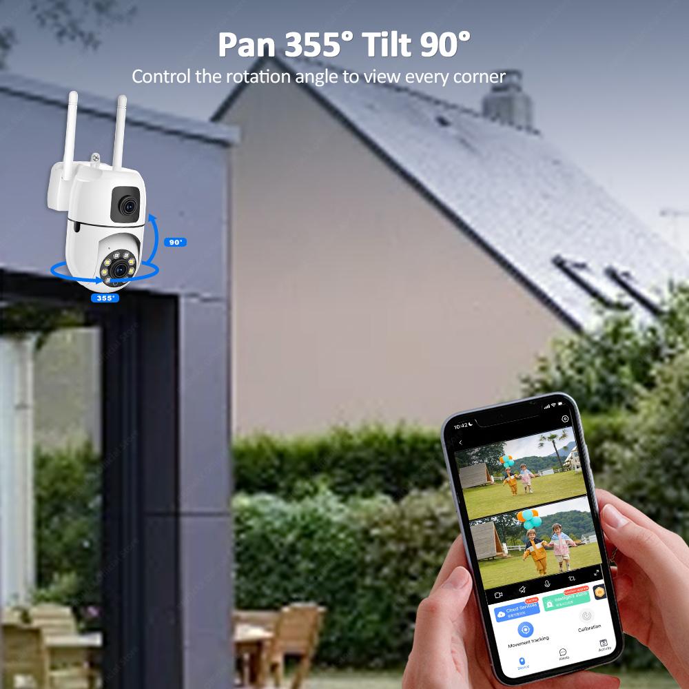 Camera Supraveghere Dual Lens 8MP (4MP+4MP), Exterior Wi-Fi, Rotativa PTZ, Detectare Forma Umana, Audio Bidirectional