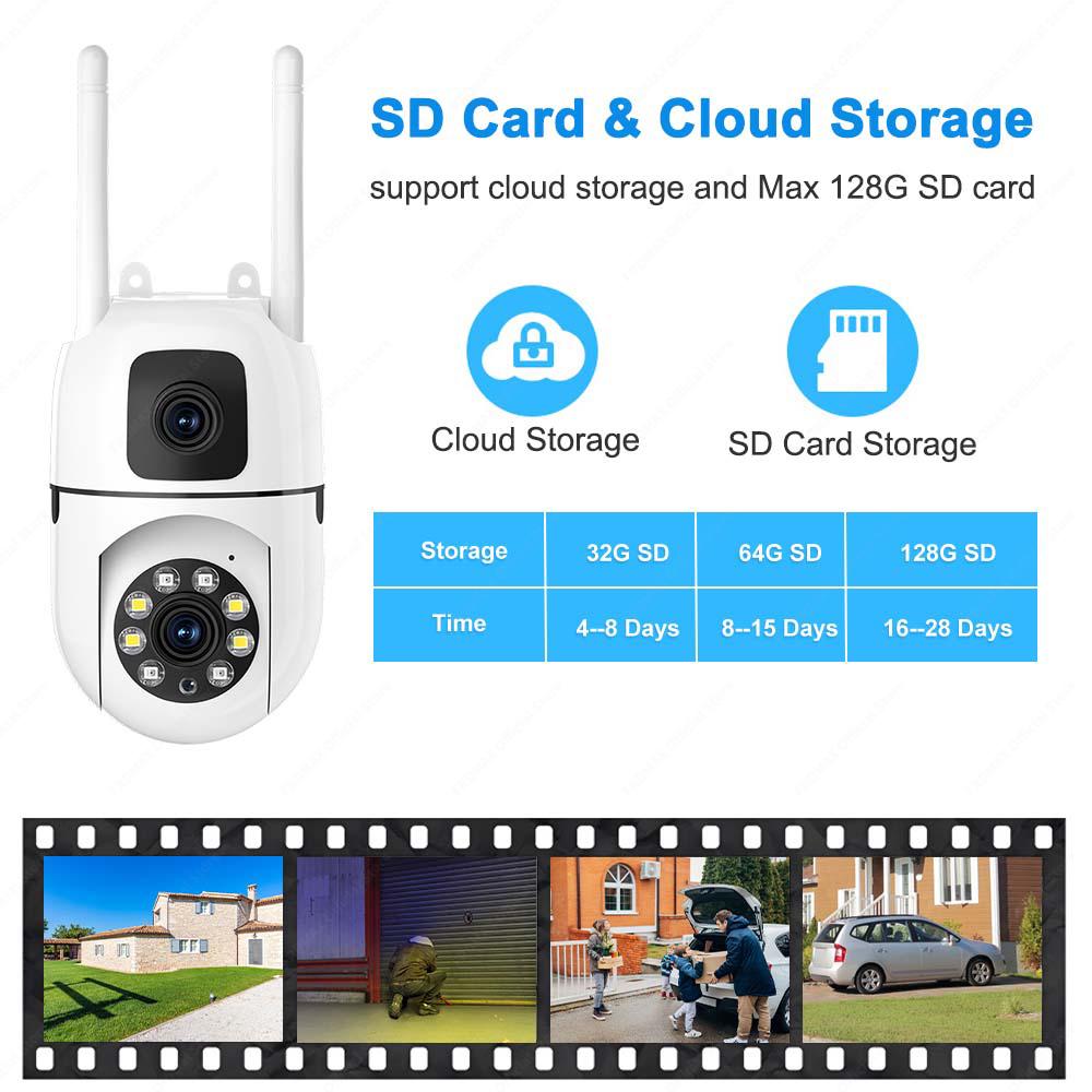 Camera Supraveghere Dual Lens 8MP (4MP+4MP), Exterior Wi-Fi, Rotativa PTZ, Detectare Forma Umana, Audio Bidirectional