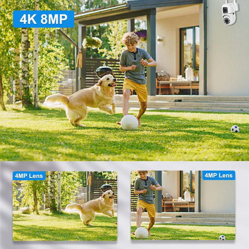 Camera Supraveghere Dual Lens 8MP (4MP+4MP), Exterior Wi-Fi, Rotativa PTZ, Detectare Forma Umana, Audio Bidirectional