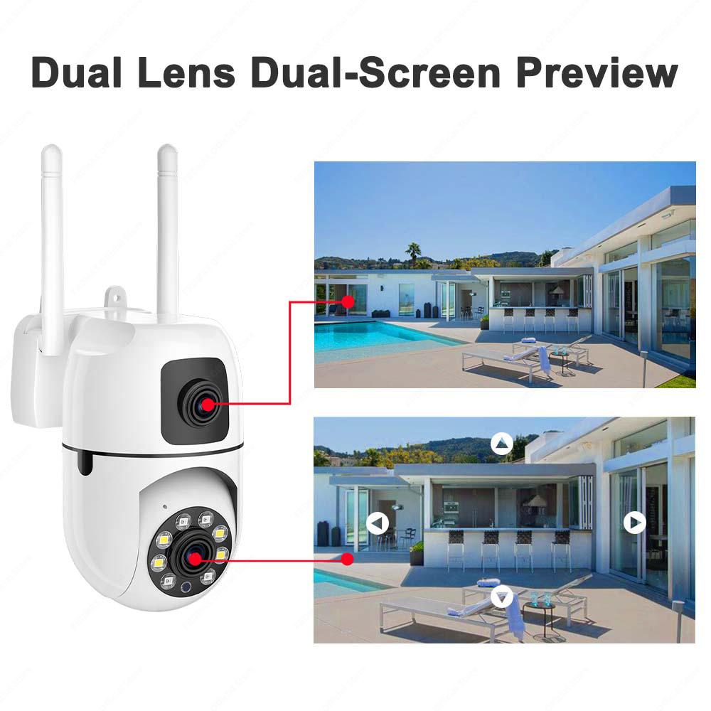 Camera Supraveghere Dual Lens 8MP (4MP+4MP), Exterior Wi-Fi, Rotativa PTZ, Detectare Forma Umana, Audio Bidirectional