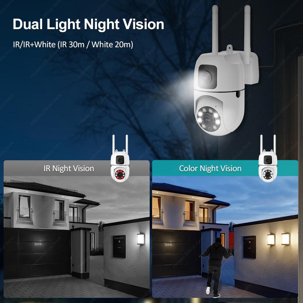 Camera Supraveghere Dual Lens 8MP (4MP+4MP), Exterior Wi-Fi, Rotativa PTZ, Detectare Forma Umana, Audio Bidirectional