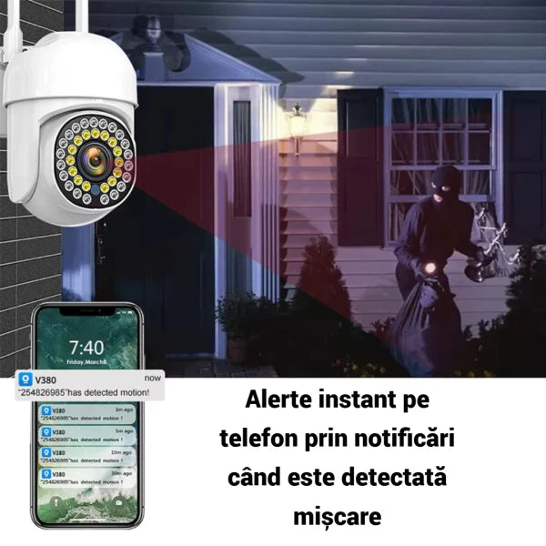 Camera Supraveghere Wi-Fi Exterior, Full HD, Rotativa PTZ, Senzor Miscare, Audio Bidirectional, Alarma