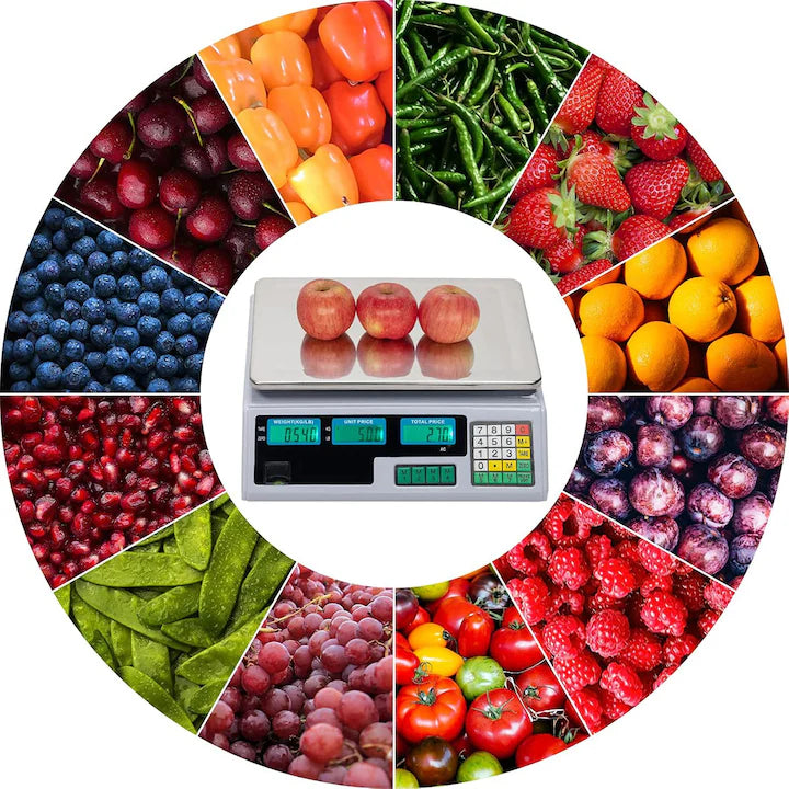 Cantar Electronic Comercial 40kg, Afisaj Dublu LCD, Acumulator Reincarcabil
