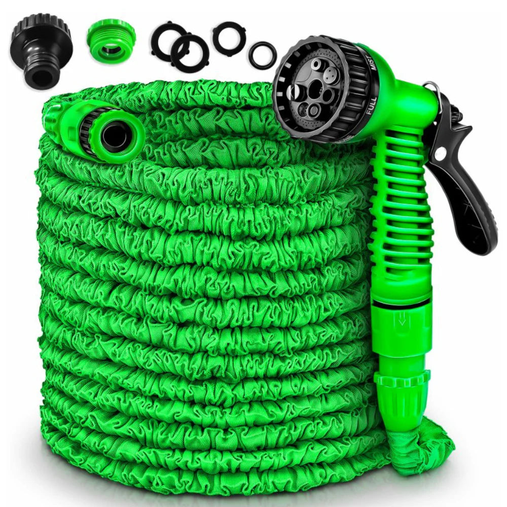 Furtun de Gradina Extensibil 60m, Pistol de Stropit cu 7 Functii Inclus, Conector Rapid, Rezistent si Flexibil