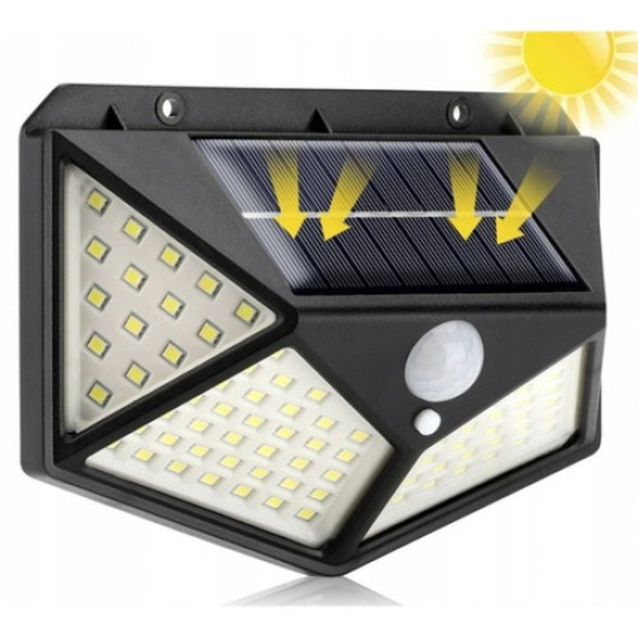 Lampa Solara de Perete cu 100 LED-uri, Senzor de Miscare si Lumina, Unghi Iluminare 270°, Exterior IP65
