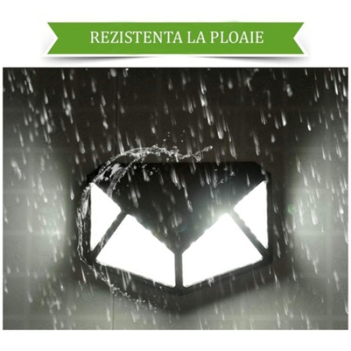 Lampa Solara de Perete cu 100 LED-uri, Senzor de Miscare si Lumina, Unghi Iluminare 270°, Exterior IP65