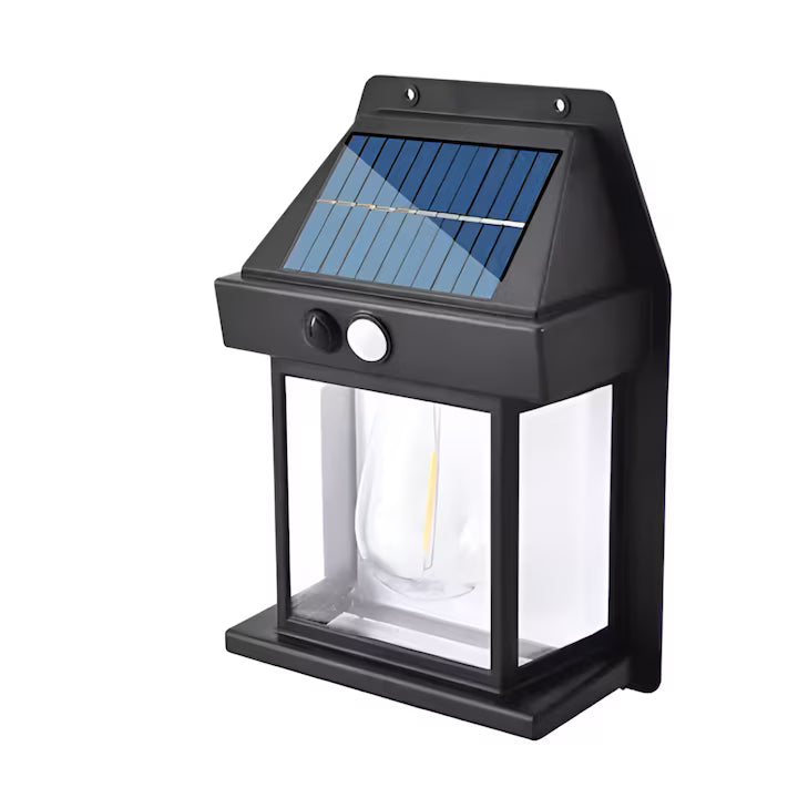 Lampa Solara de Perete Tip Felinar, Senzor de Miscare si Lumina, LED cu Filament, Exterior IP65, Iluminat Economic Gradina si Terasa
