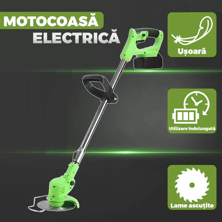 Motocoasa cu 2 Acumulatori 24V, Trimer Gazon fara Fir, 3 Tipuri de Lame (Metal, Plastic, Disc), Incarcator Inclus