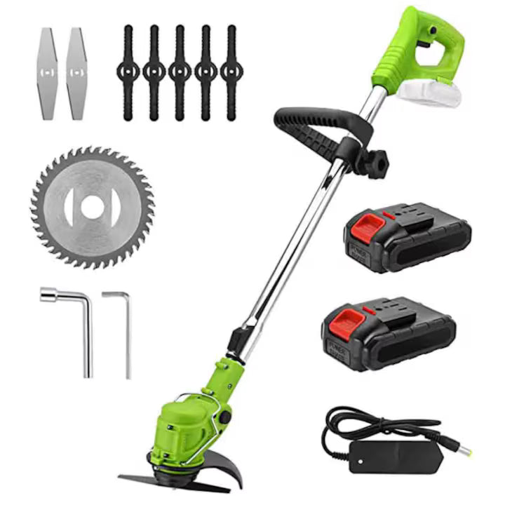 Motocoasa cu 2 Acumulatori 24V, Trimer Gazon fara Fir, 3 Tipuri de Lame (Metal, Plastic, Disc), Incarcator Inclus