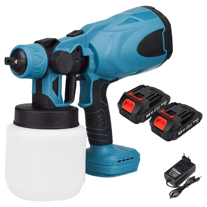 Pistol de Vopsit Portabil Fara Fir, 2 Acumulatori, Rezervor 800ml, 3 Moduri de Pulverizare