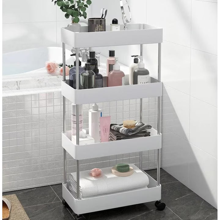Raft Organizator Mobil cu 4 Niveluri, Carucior Depozitare pentru Bucatarie sau Baie