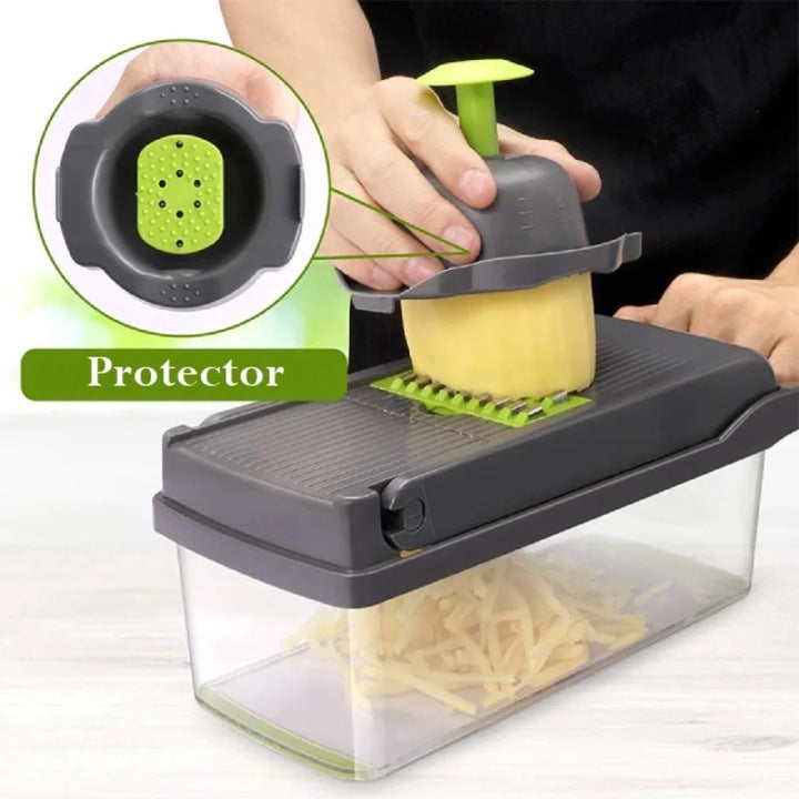 Feliator si Razatoare Multifunctionala 15 in 1, Dispozitiv Taiat Legume si Fructe, Mandolina cu Recipient, 7 Lame Inox, Separator Oua