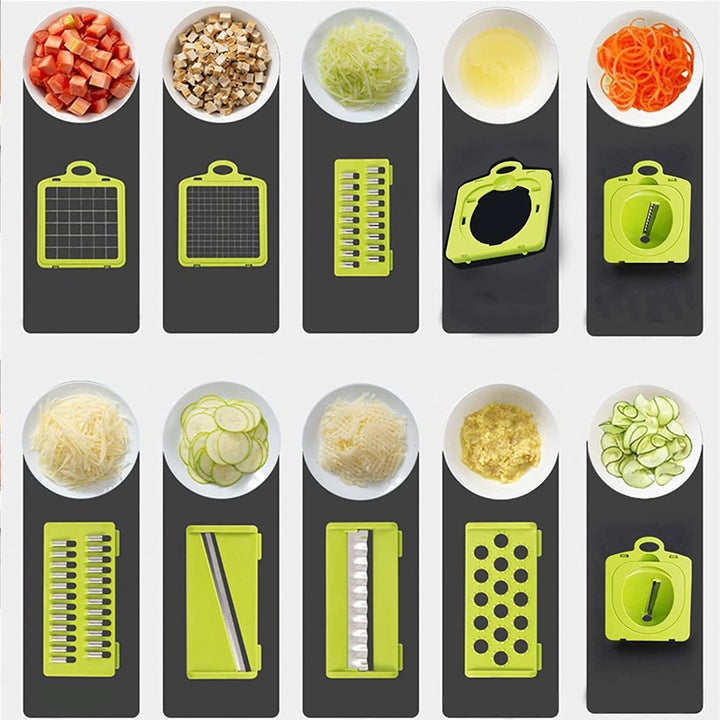 Feliator si Razatoare Multifunctionala 15 in 1, Dispozitiv Taiat Legume si Fructe, Mandolina cu Recipient, 7 Lame Inox, Separator Oua