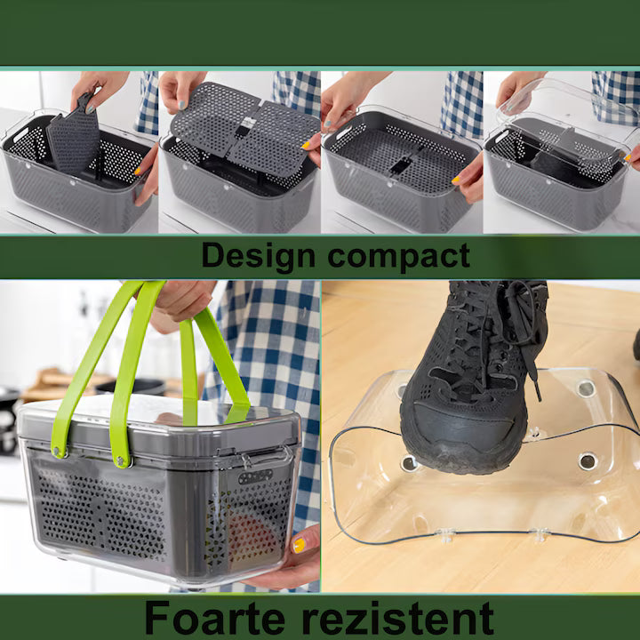 Set razatoare 22 in 1, Dispozitiv Taiat Legume si Fructe, Mandolina Multifunctionala, 13 Lame Inox, Cos de Scurgere, Separator Oua si Accesorii Curatare