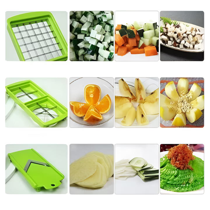 Set razatoare 22 in 1, Dispozitiv Taiat Legume si Fructe, Mandolina Multifunctionala, 13 Lame Inox, Cos de Scurgere, Separator Oua si Accesorii Curatare