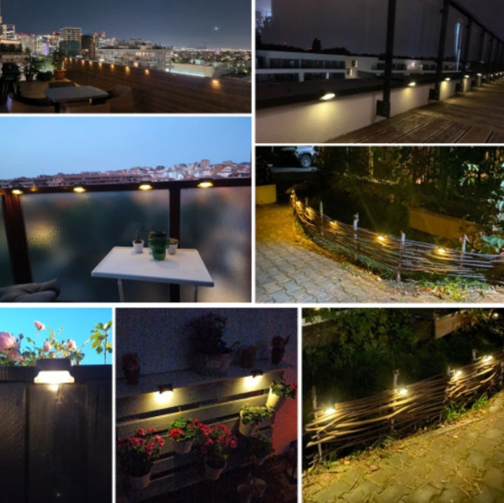 Set 4 Lampi Solare, pentru Scari sau Gard, Exterior, Impermeabile - Senzor Lumina