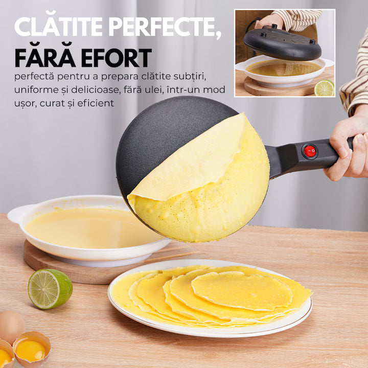 Tigaie Electrica pentru clatite, Suprafata Antiaderenta, 600W-800W